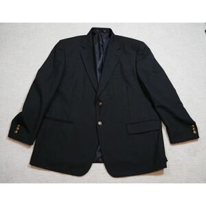 Meeting Street Men Navy Blue Blazer Sport Coat Gold Crest Buttons Wool Blend 48R